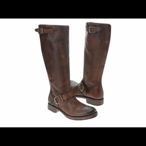 Frye Veronica Slouch leather boots-dark brown